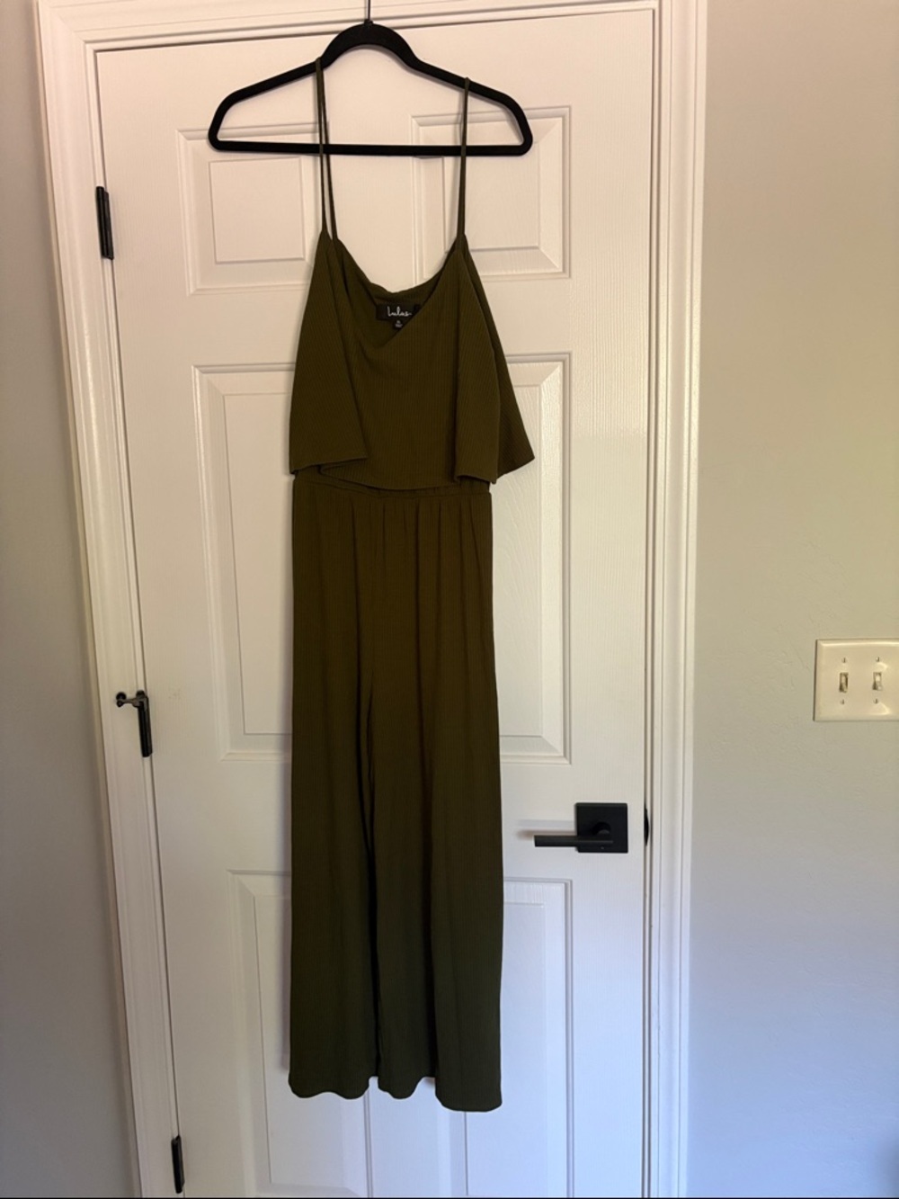 Lulu's Olive Green Spaghetti Strap Maxi Jumpsuit - Picture 2 of 9